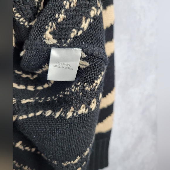 Tuckernuck Wool Lynx Sweater Black Tan Size S Animal Print Pullovet Crew Neck - Picture 4 of 7